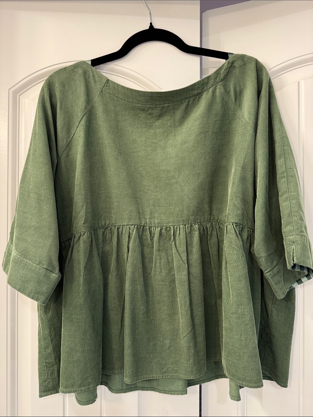 Anthropologie Olive Green Peasant Peplum Tunic